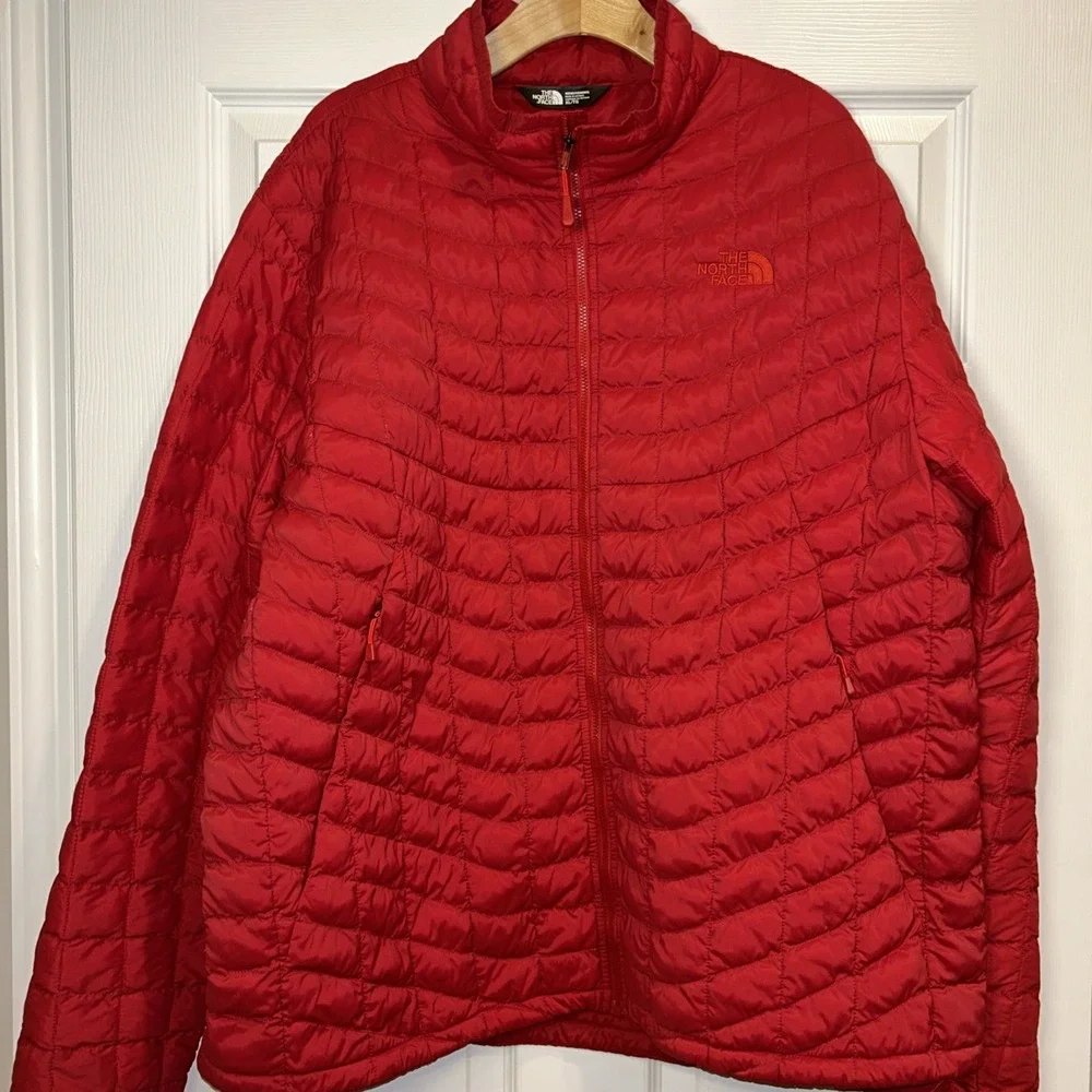THE NORTH FACE THERMOBALL Men‎ Quilted Jacket Size XL/TG Insulated Red Nylon